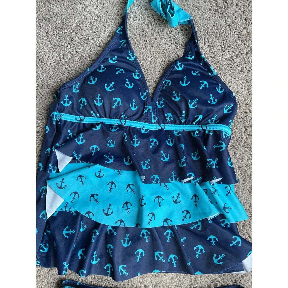 NWOT Justice Girls Navy Swimsuit Set Size 10/12